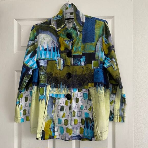 Simply Art by Dolcezza Button Up Jacket Colorful Abstract Artistic Boho Women XL - Picture 10 of 10